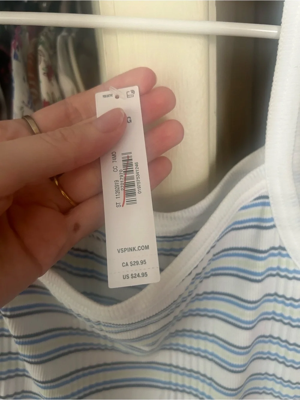 VS PINK blue and white striped cami - Picture 4 of 4